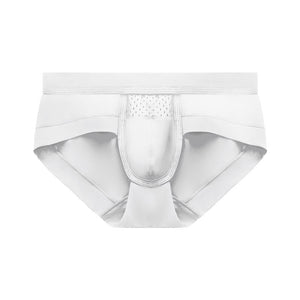 Men Modal Underwear Mid Waist Sexy Ice Wire Mesh Hollow Briefs Solid Color Double Layer Boxer | TageUnlimited