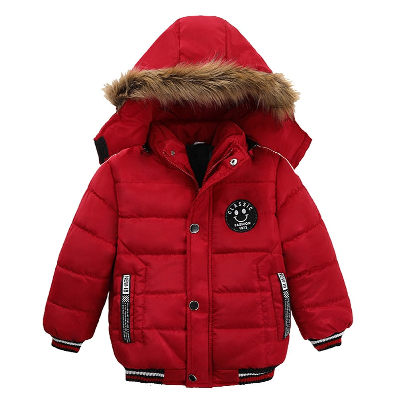 2-6 Years Autumn Winter Boys Jacket Warm Fur Collar Fashion Baby Girls Coat Hooded Zipper Outerwear Birthday Gift Kids Clothes | TageUnlimited