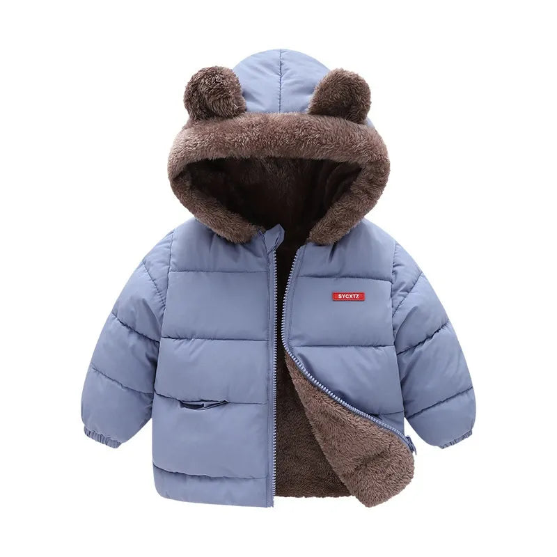 Baby Hooded Cotton Outerwear New Children's Thick Fleece Coat Cashmere Padded Jackets Boys Girls Warm Coats 1-5Y