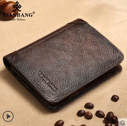Manbang Men Wallets RFID Genuine Leather Trifold Wallets For Men with ID Window and Credit Card Holder | TageUnlimited