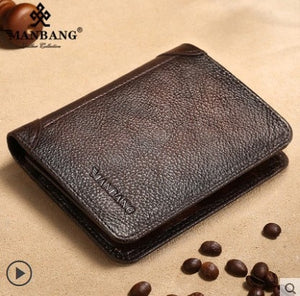 Manbang Men Wallets RFID Genuine Leather Trifold Wallets For Men with ID Window and Credit Card Holder | TageUnlimited