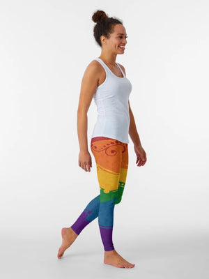 Fancy Swooped and Swirled LGBTQ Pride Rainbow Flag Background Leggings Sportswear sporty woman gym new in pants & capris