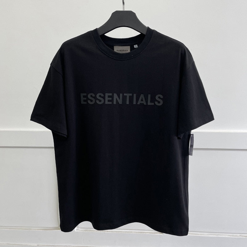 ESSENTIALS T-shirt Loose Rubber Letter logo Ovesized Short Sleeve Hip hop Unisex 100% Cotton Sports Tees | TageUnlimited