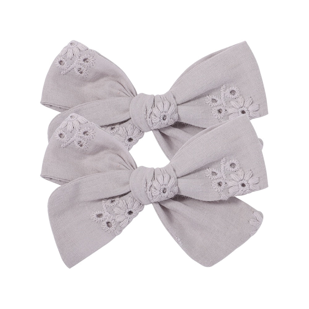 2Pcs/Set Sweet Flower Print Bowknot Hair Clips for Cute Baby Girls Cotton Bows Hairpins Barrettes Headwear Kids Hair Accessories | TageUnlimited