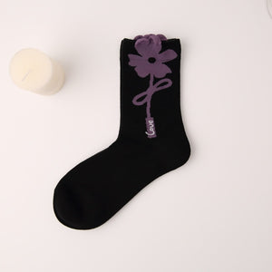 High Quality Cute Kawaii Women&#39;s Socks Floral Rabbit Cartoon Funny Socks Autumn Winter Middle Tube Fashion Casual Socks Eu35-40 | TageUnlimited