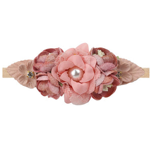 Baby Girl Pearl Lace Artificial Flower Headband Newborn Toddler Infants Nylon Kids Hair Band Baby Accessories повязка на голову | TageUnlimited