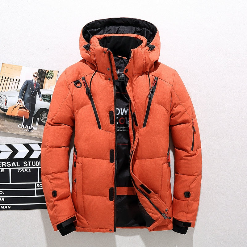 Men White Duck Down Jacket Warm Hooded Thick Puffer Jacket Coat Male Casual High Quality Overcoat Thermal Winter Parka Men | TageUnlimited