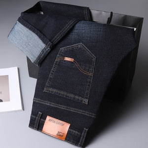 Men Fashion  Business Casual Stretch Slim Jeans Classic Trousers Denim Pants Male Black Blue | TageUnlimited