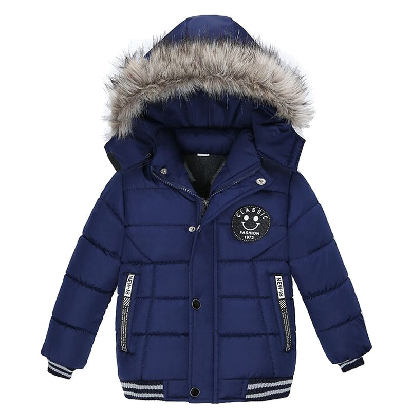 2-6 Years Autumn Winter Boys Jacket Warm Fur Collar Fashion Baby Girls Coat Hooded Zipper Outerwear Birthday Gift Kids Clothes | TageUnlimited