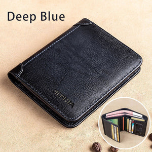 Genuine Leather Rfid Protection Wallets for Men Vintage Thin Short Multi Function ID Credit Card Holder Money Bag | TageUnlimited