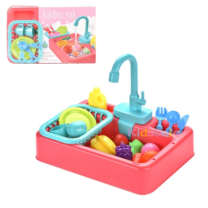 Kids Kitchen Toys Simulation Electric Dishwasher Pretend Play Mini Kitchen Food Educational Summer Toys Role Playing Girls Toys | TageUnlimited