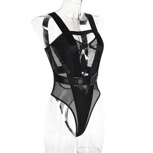 1 Piece Women Sexy V Neck Mesh Hollow Out See-Through Harness Teddies Lingeries Bondage Bodysuits | TageUnlimited