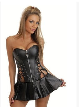Steampunk Sexy Black Faux Leather Corset | 0 | TageUnlimited