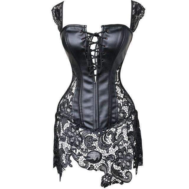 Steampunk Sexy Black Faux Leather Corset | 0 | TageUnlimited
