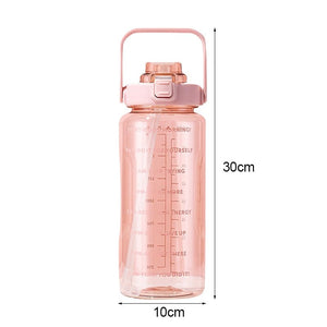 2 Liters Water Bottle Large Capacity Time Scale Drinking Bottle With Straw Stickers Outdoor Sports Portable Reusable Plastic Cup. | TageUnlimited