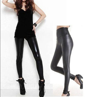 New Leather Shiny Sexy Leggings for Women Vadim  Summer High Waist Black Stretchy Faux Leather Pant Mujer Leggings Ropa | 0 | TageUnlimited
