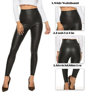 New Leather Shiny Sexy Leggings for Women Vadim  Summer High Waist Black Stretchy Faux Leather Pant Mujer Leggings Ropa | 0 | TageUnlimited