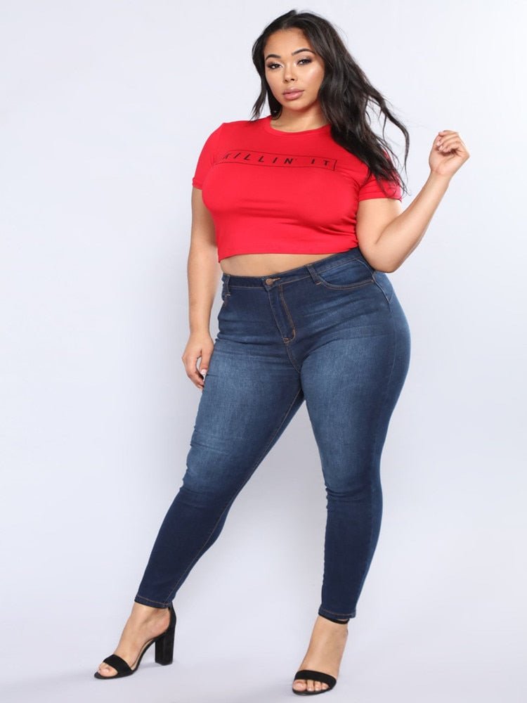 Plus Size Jeans For Women High Waist Stretch Jeans Casual Denim Pencil Pants Fall Winter Clothing L-5XL Drop shipping | 0 | TageUnlimited