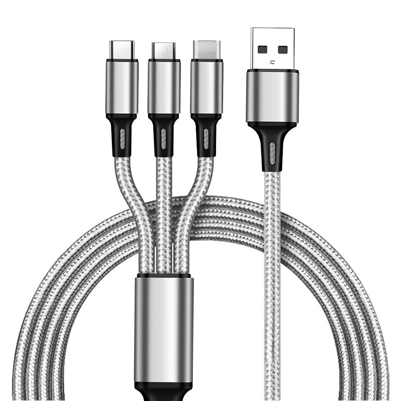 Hot sell 1.2M 3 In 1 Micro USB Type C Charger Cable Multi Usb Port nylon braid Usb Charging Cable For Mobile Phone Cables | Tage-Active