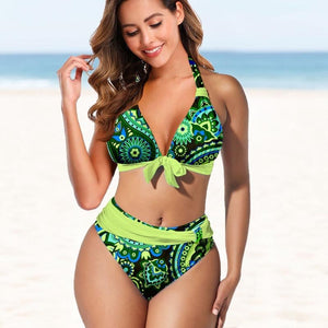 New High Waist Leopard Print Swimsuit Set Sexy Loose Size Two Piece Set Swimwear Women Fashion Beach Bathing Suit Bikini | TageUnlimited