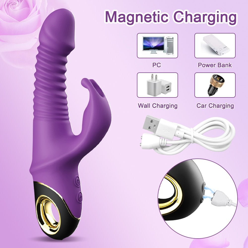 Rabbit Thrusting Vibrator Automatic Telescopic G-Spot Clitoris Stimulator Female Masturbation Sex Toys For Women Adults | TageUnlimited