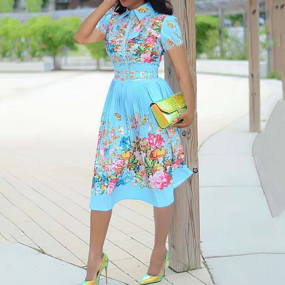 Office Dress Women Elegant Printed Full Sleeve High Waist A Line Fashion Work Business Vestidos Dress Midi Hot | 0 | TageUnlimited