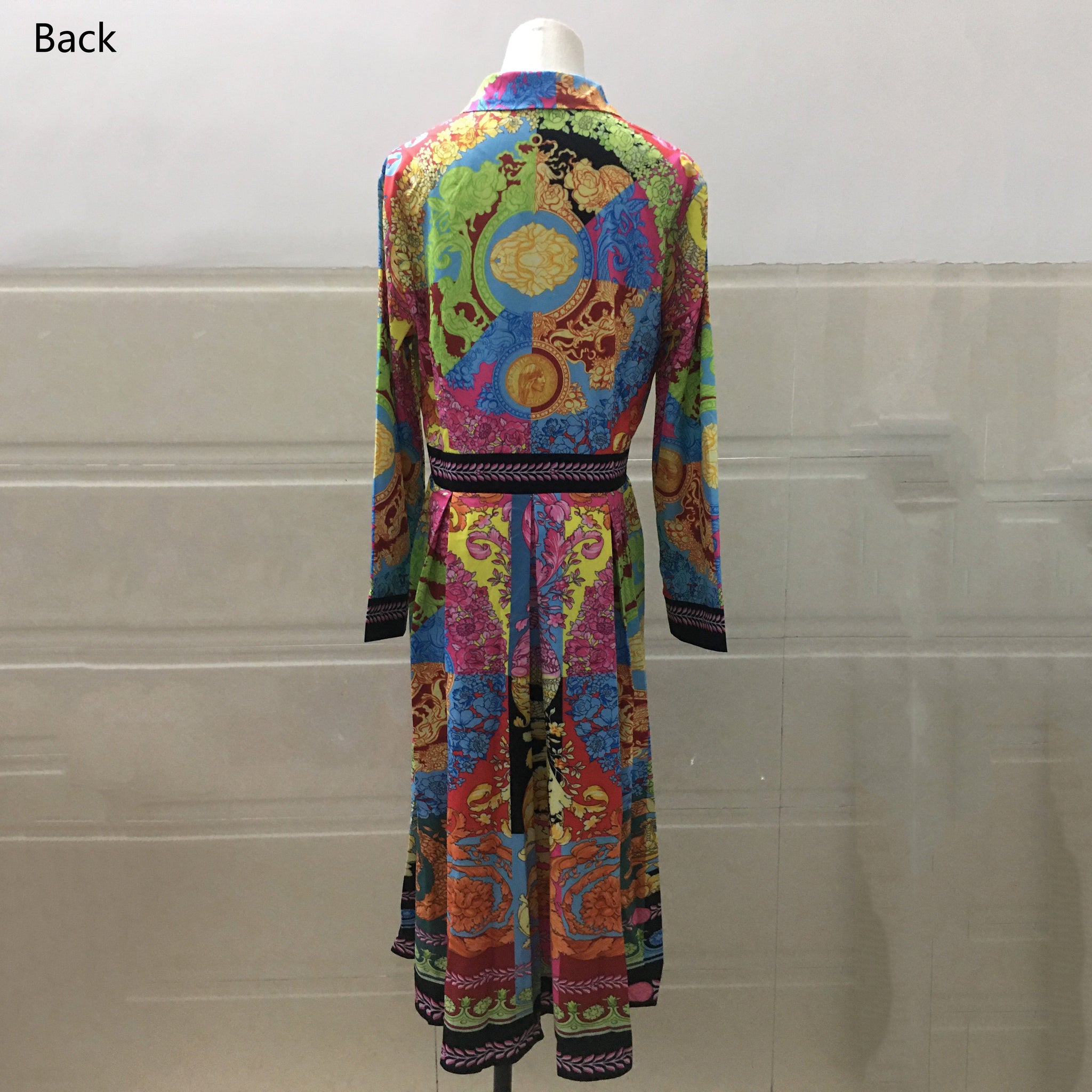 Office Dress Women Elegant Printed Full Sleeve High Waist A Line Fashion Work Business Vestidos Dress Midi Hot | 0 | TageUnlimited