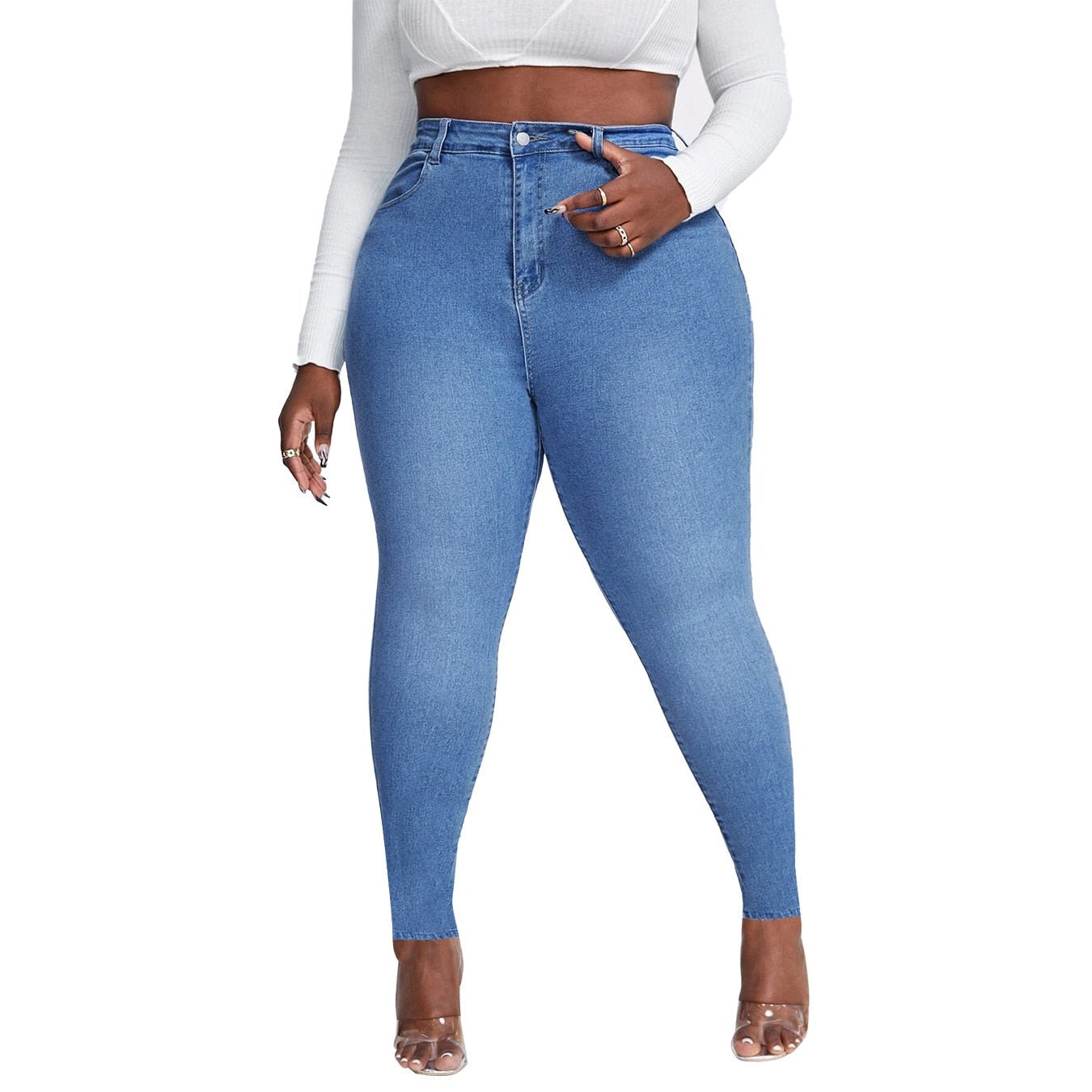Women High Waist Plus Size Jeans Fashion Stretch Skinny Denim Pencil Pants Casual Female Trousers XL-4XL Drop Ship | 0 | TageUnlimited