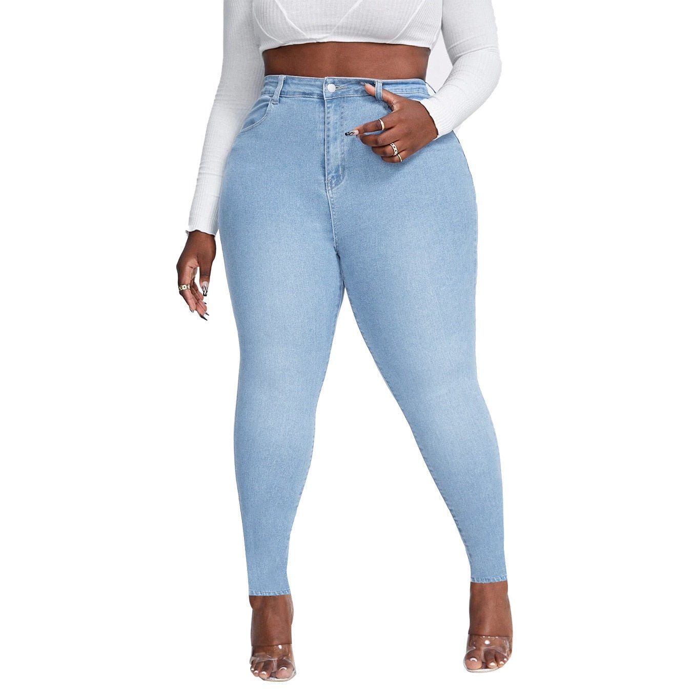 Women High Waist Plus Size Jeans Fashion Stretch Skinny Denim Pencil Pants Casual Female Trousers XL-4XL Drop Ship | 0 | TageUnlimited