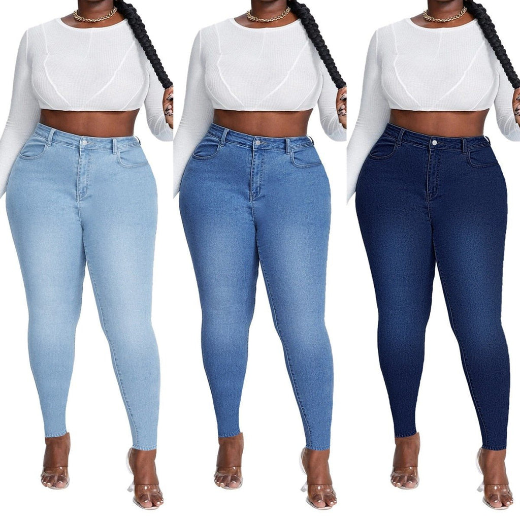 Women High Waist Plus Size Jeans Fashion Stretch Skinny Denim Pencil Pants Casual Female Trousers XL-4XL Drop Ship | 0 | TageUnlimited