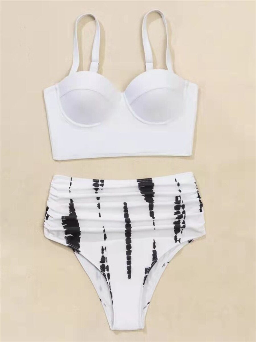 Push Up Swimsuit Women High Waist Bikini Set Butterfly Print Swimwear Female Padded Bathing Suit Swimming Beachwear Summer | TageUnlimited