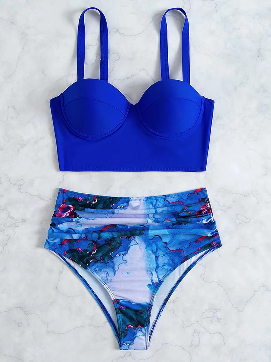 Push Up Swimsuit Women High Waist Bikini Set Butterfly Print Swimwear Female Padded Bathing Suit Swimming Beachwear Summer | TageUnlimited