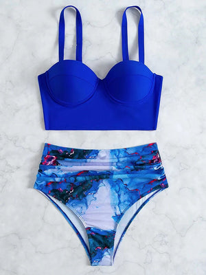 Push Up Swimsuit Women High Waist Bikini Set Butterfly Print Swimwear Female Padded Bathing Suit Swimming Beachwear Summer | TageUnlimited