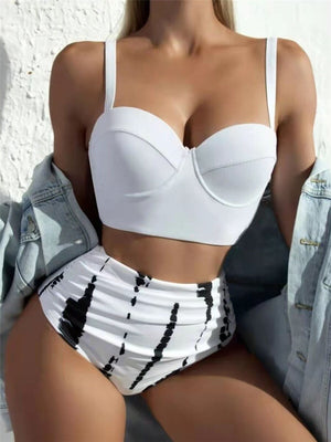Push Up Swimsuit Women High Waist Bikini Set Butterfly Print Swimwear Female Padded Bathing Suit Swimming Beachwear Summer | TageUnlimited