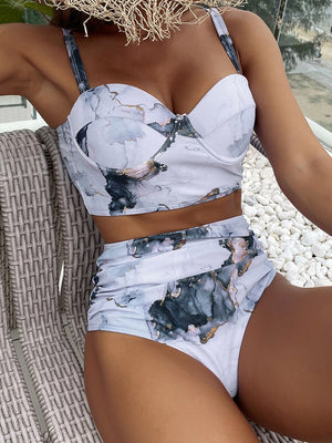 Push Up Swimsuit Women High Waist Bikini Set Butterfly Print Swimwear Female Padded Bathing Suit Swimming Beachwear Summer | TageUnlimited