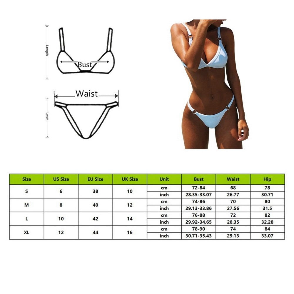 Sexy Triangle Bikini Two Piece High Waist Swimsuit Push Up Women Biquini Adjustable Straps Bathing Suit Female Beachwear | TageUnlimited