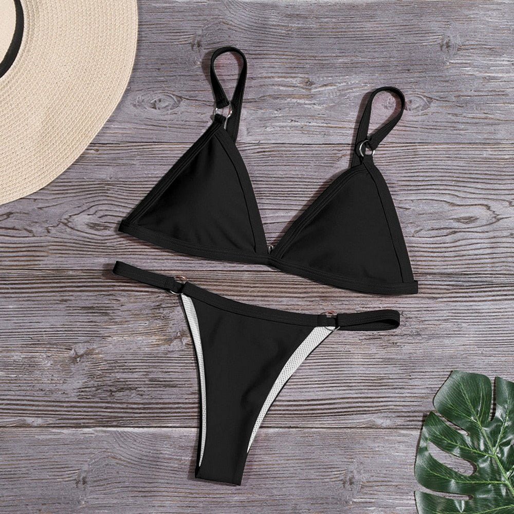 Swimsuit Bikini Set Sexy Triangle Swimsuit High Waist Push Up Women Biquini Adjustable Straps Bathing Suit Female Beachwear | TageUnlimited