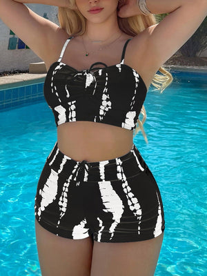 Tie Dye Bikini Drawstring Swimsuit Women High Waist Shorts Swimwear Female Padded Bathing Suit Swimming Beachwear Summer | TageUnlimited