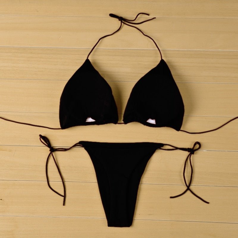 Trend Summer Sexy Solid Women Mirco Bikini Sets Tie Side G-String Thong Swimsuit Female Bandage Bathing Suit Beach Swimwear | TageUnlimited