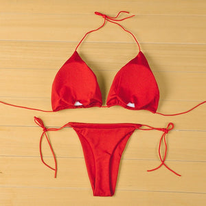 Trend Summer Sexy Solid Women Mirco Bikini Sets Tie Side G-String Thong Swimsuit Female Bandage Bathing Suit Beach Swimwear | TageUnlimited