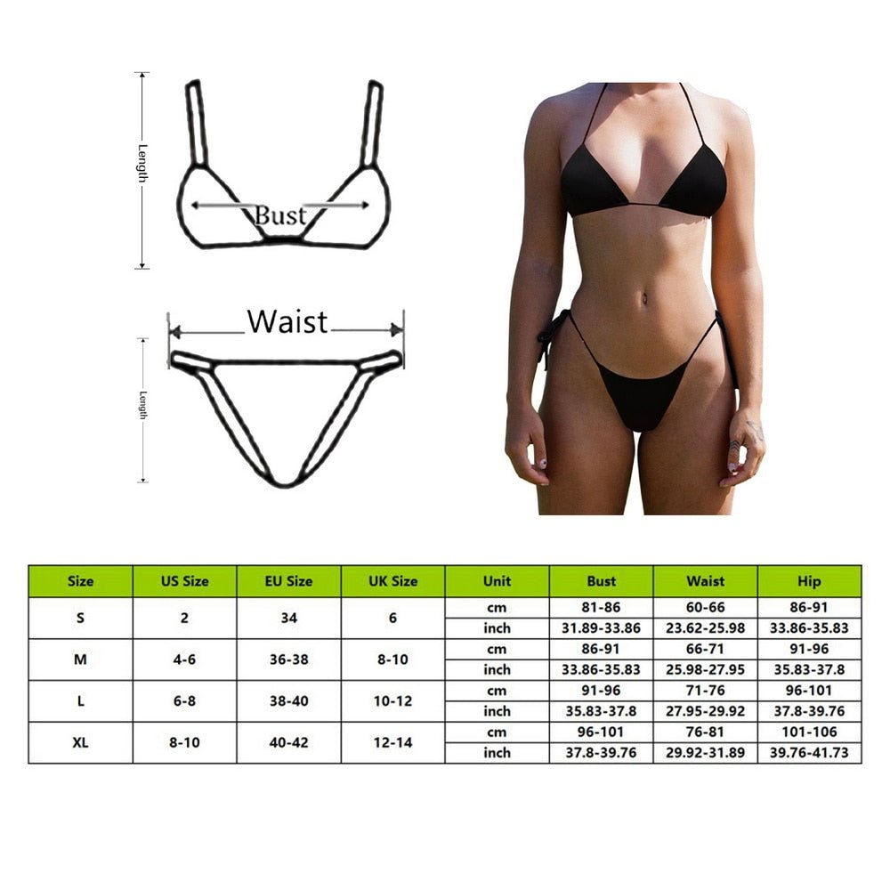 Trend Summer Sexy Solid Women Mirco Bikini Sets Tie Side G-String Thong Swimsuit Female Bandage Bathing Suit Beach Swimwear | TageUnlimited