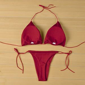 Trend Summer Sexy Solid Women Mirco Bikini Sets Tie Side G-String Thong Swimsuit Female Bandage Bathing Suit Beach Swimwear | TageUnlimited