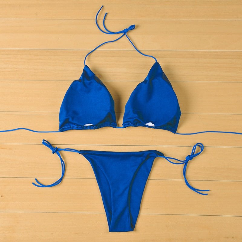Trend Summer Sexy Solid Women Mirco Bikini Sets Tie Side G-String Thong Swimsuit Female Bandage Bathing Suit Beach Swimwear | TageUnlimited