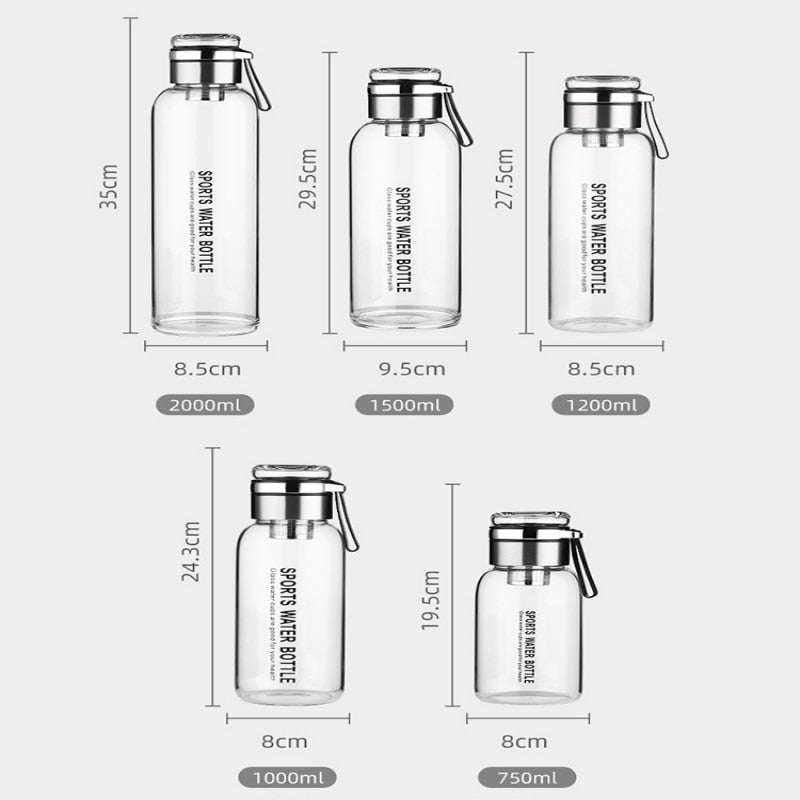 2L Large Capacity Water Bottle Transparent Milk Juice Cup Outdoor Travel Sport Portable Leakproof Drinkware Tea Glass Bottle | TageUnlimited