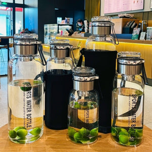 2L Large Capacity Water Bottle Transparent Milk Juice Cup Outdoor Travel Sport Portable Leakproof Drinkware Tea Glass Bottle | TageUnlimited