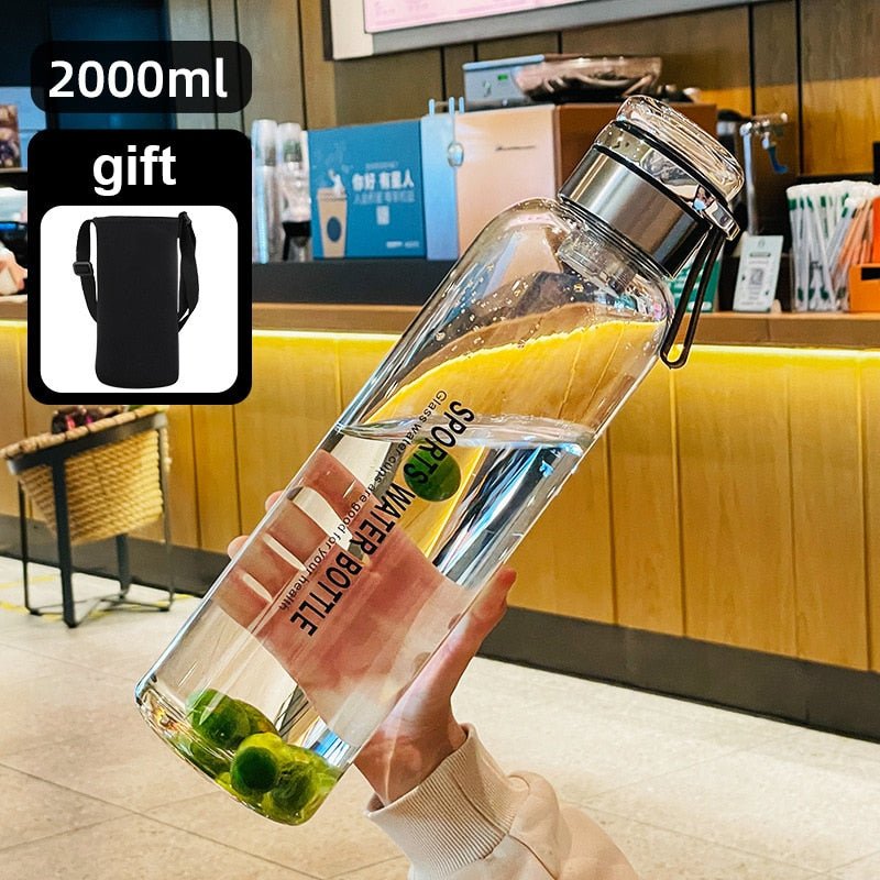 2L Large Capacity Water Bottle Transparent Milk Juice Cup Outdoor Travel Sport Portable Leakproof Drinkware Tea Glass Bottle | TageUnlimited