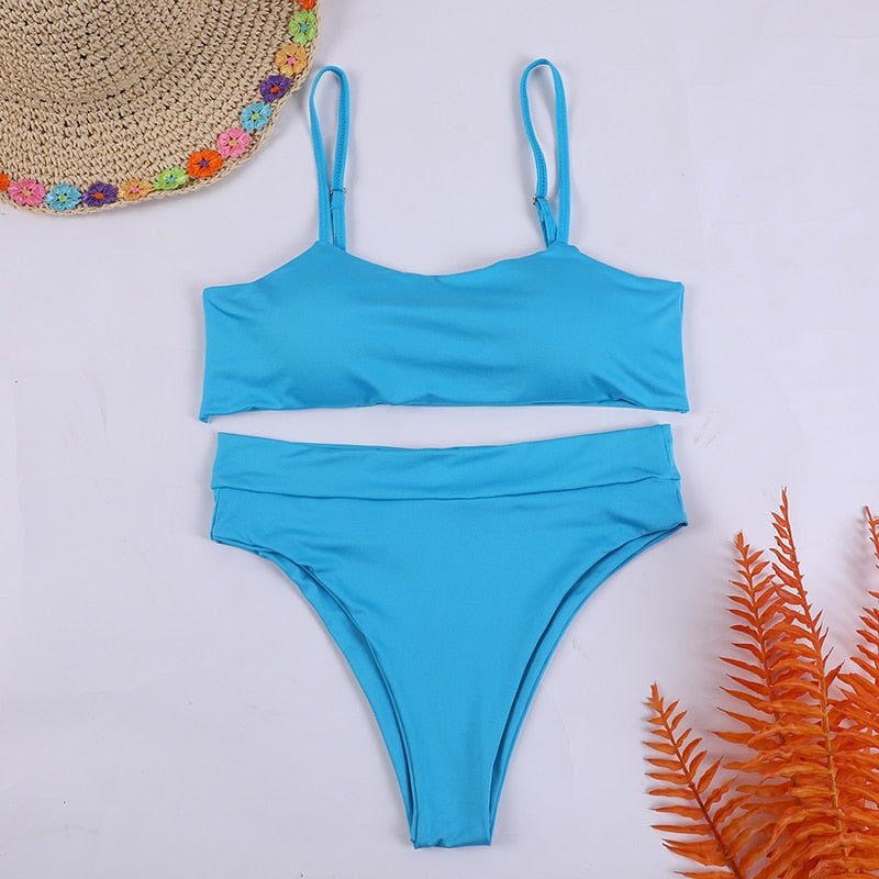 2pcs Plain Ruched Drawstring Bandeau Bikini Pure Color Bikini Swimsuit Women Swimwear  Bikini Set Summer Beach Bathing Suit | TageUnlimited