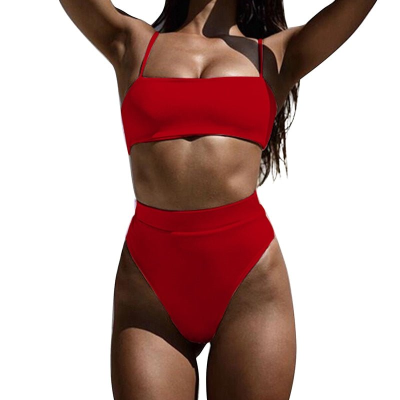 2pcs Plain Ruched Drawstring Bandeau Bikini Pure Color Bikini Swimsuit Women Swimwear  Bikini Set Summer Beach Bathing Suit | TageUnlimited