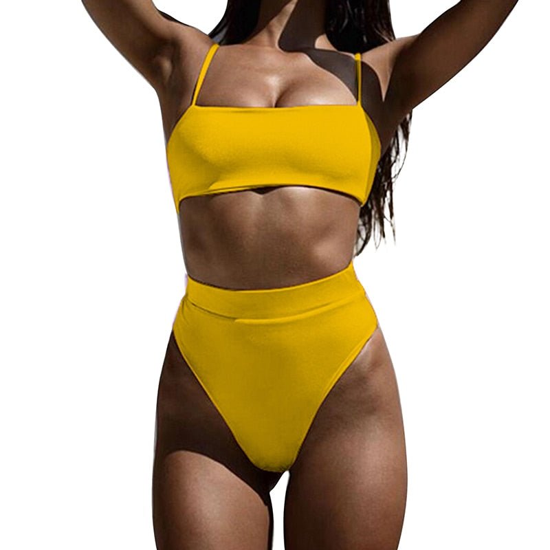 2pcs Plain Ruched Drawstring Bandeau Bikini Pure Color Bikini Swimsuit Women Swimwear  Bikini Set Summer Beach Bathing Suit | TageUnlimited