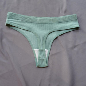 3 Pcs Seamless Ladies Ribbed Cotton Thong Simple Women&#39;s Low Waist Bikini Briefs Sports Girls Underwear Plus Size | TageUnlimited
